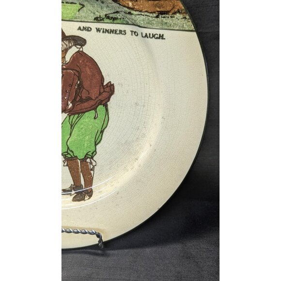 1902 Royal Doulton Plate Golfer + Caddy Image "Every Dog Has His Day" Golfing - Picture 8 of 10
